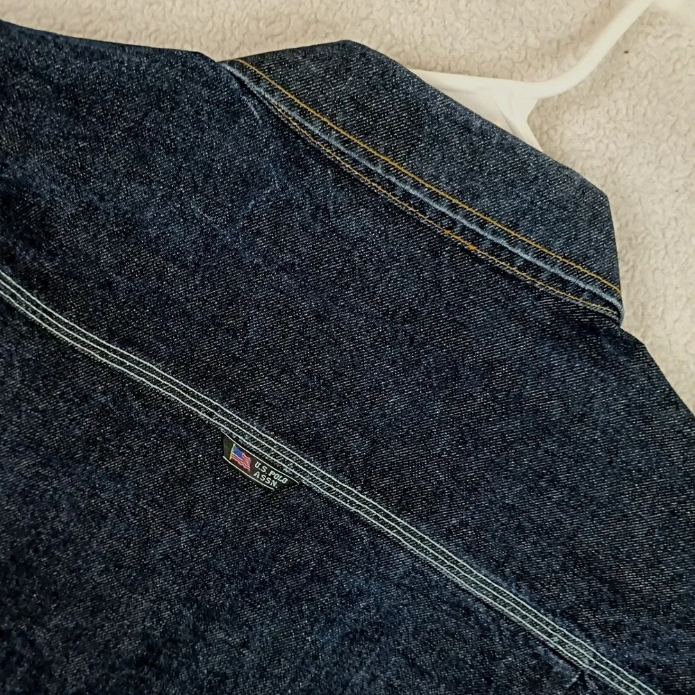 Vintage US Polo Assn Denim Jacket Trucker Mens L* Oversized Dark Wash 90s Street